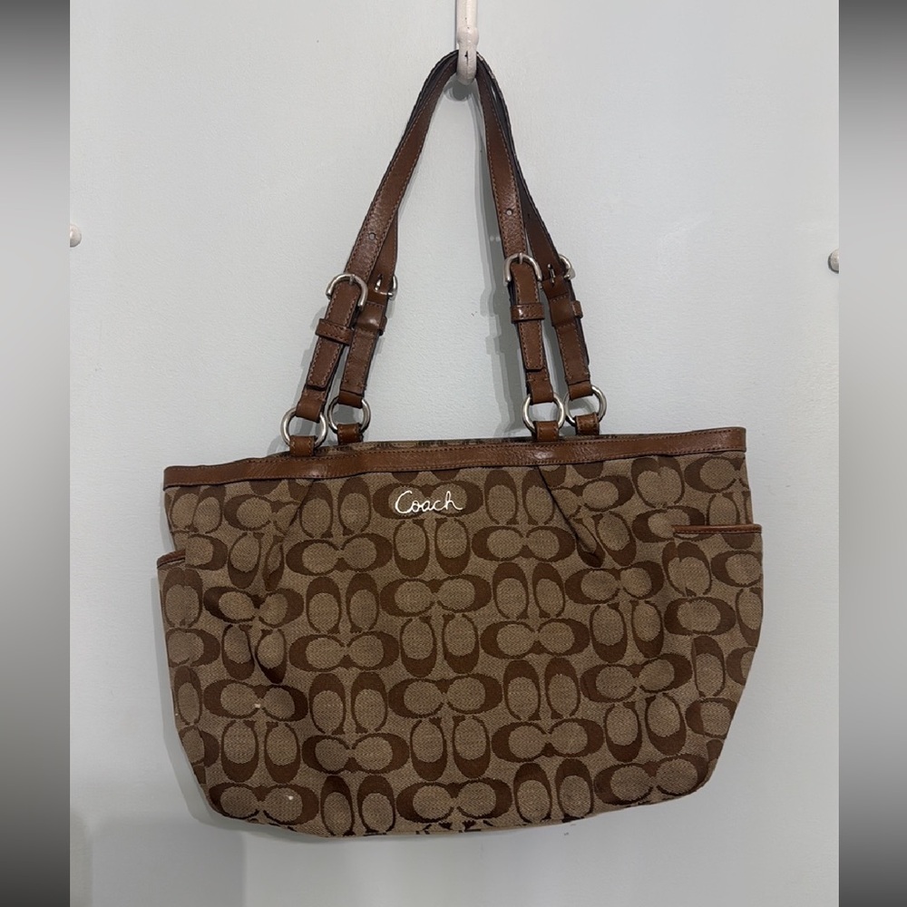 Coach Brown Signature Canvas and Leather Tote